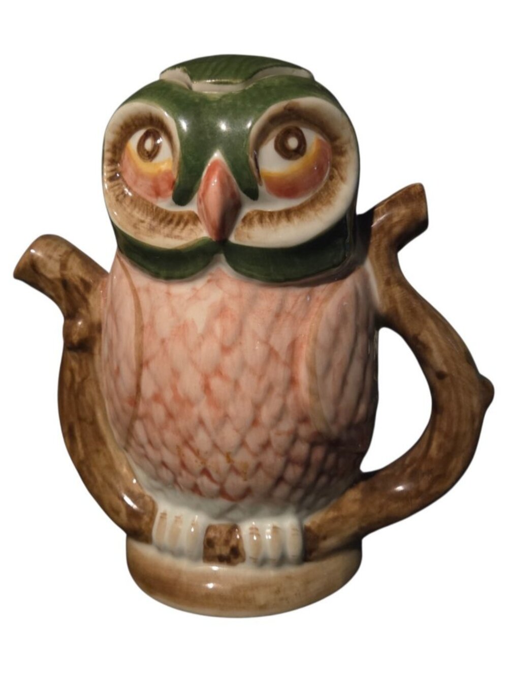 Vintage Rare Tony Wood Owl Nesting on a Branch Teapot